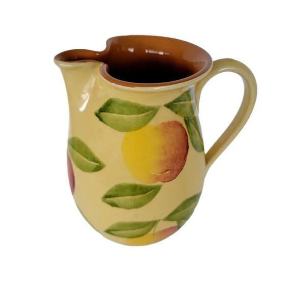 Vintage Ceramiche Alfa Italy Yellow Fruit Pitcher Hand Painted Italian Pottery - Picture 1 of 10